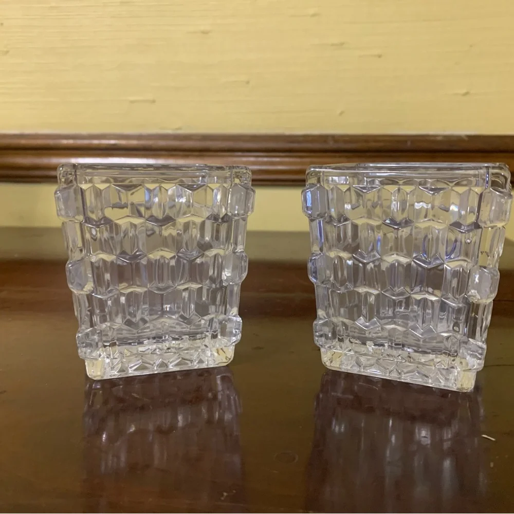 Elegant Clear Glass Candle Holders - Picture 3 of 3